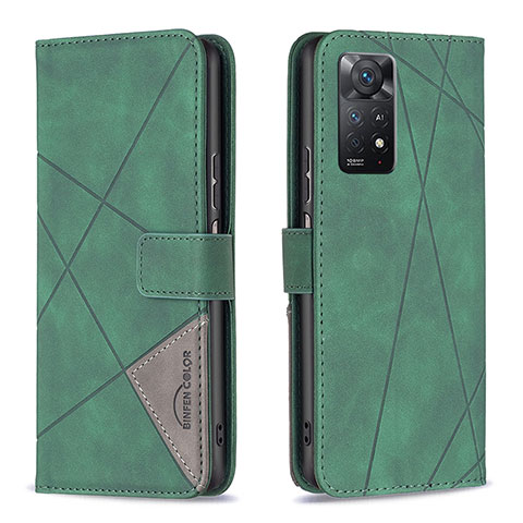 Coque Portefeuille Livre Cuir Etui Clapet B08F pour Xiaomi Redmi Note 11 Pro 4G Vert