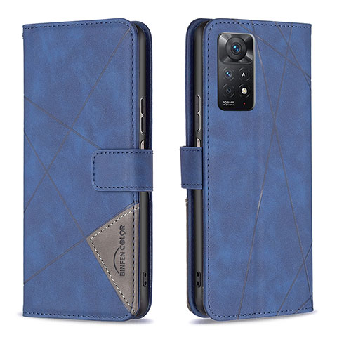 Coque Portefeuille Livre Cuir Etui Clapet B08F pour Xiaomi Redmi Note 11 Pro 5G Bleu