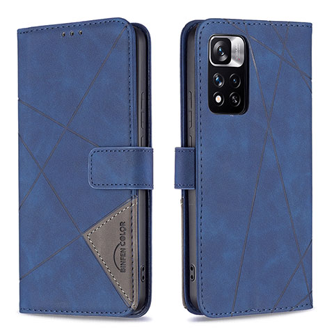 Coque Portefeuille Livre Cuir Etui Clapet B08F pour Xiaomi Redmi Note 11 Pro+ Plus 5G Bleu