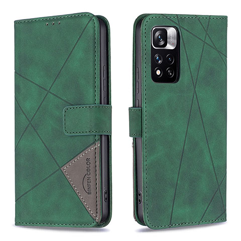 Coque Portefeuille Livre Cuir Etui Clapet B08F pour Xiaomi Redmi Note 11 Pro+ Plus 5G Vert