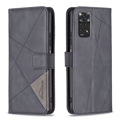 Coque Portefeuille Livre Cuir Etui Clapet B08F pour Xiaomi Redmi Note 11S 4G Noir