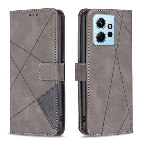 Coque Portefeuille Livre Cuir Etui Clapet B08F pour Xiaomi Redmi Note 12 4G Gris