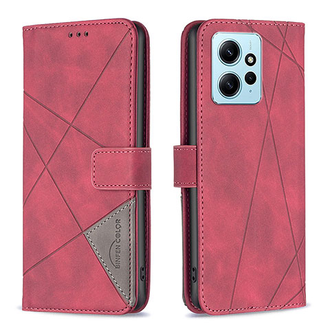 Coque Portefeuille Livre Cuir Etui Clapet B08F pour Xiaomi Redmi Note 12 4G Rouge