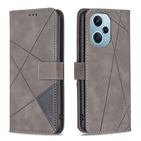 Coque Portefeuille Livre Cuir Etui Clapet B08F pour Xiaomi Redmi Note 12 Turbo 5G Gris