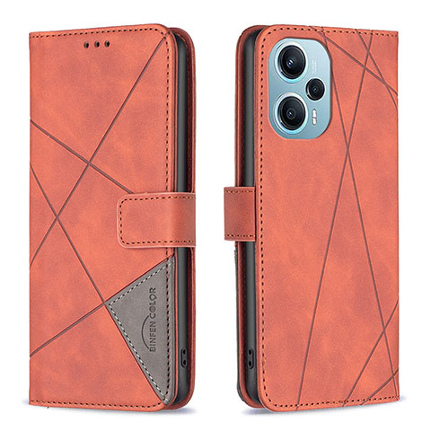 Coque Portefeuille Livre Cuir Etui Clapet B08F pour Xiaomi Redmi Note 12 Turbo 5G Orange