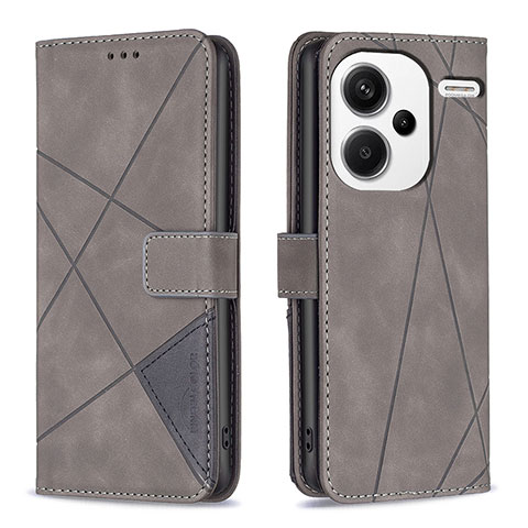 Coque Portefeuille Livre Cuir Etui Clapet B08F pour Xiaomi Redmi Note 13 Pro+ Plus 5G Gris