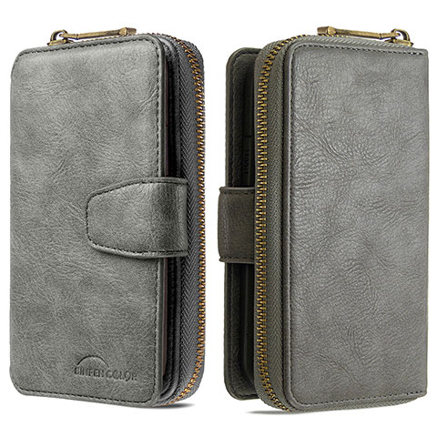 Coque Portefeuille Livre Cuir Etui Clapet B10F pour Samsung Galaxy M40S Gris