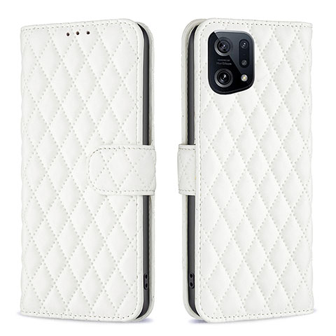 Coque Portefeuille Livre Cuir Etui Clapet B11F pour Oppo Find X5 5G Blanc