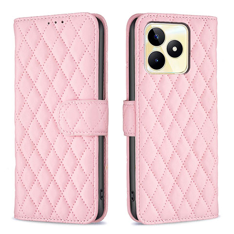 Coque Portefeuille Livre Cuir Etui Clapet B11F pour Realme C53 Or Rose