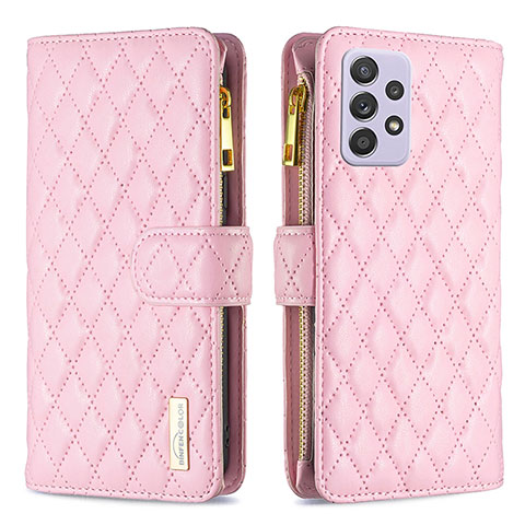 Coque Portefeuille Livre Cuir Etui Clapet B11F pour Samsung Galaxy A52 5G Or Rose