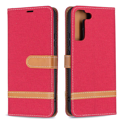 Coque Portefeuille Livre Cuir Etui Clapet B11F pour Samsung Galaxy S21 5G Rouge