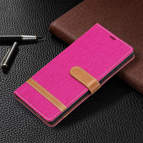 Coque Portefeuille Livre Cuir Etui Clapet B11F pour Samsung Galaxy S23 Ultra 5G Rose Rouge