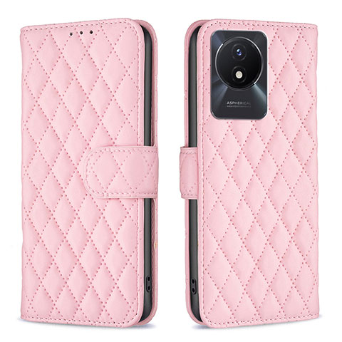 Coque Portefeuille Livre Cuir Etui Clapet B11F pour Vivo Y02t Or Rose