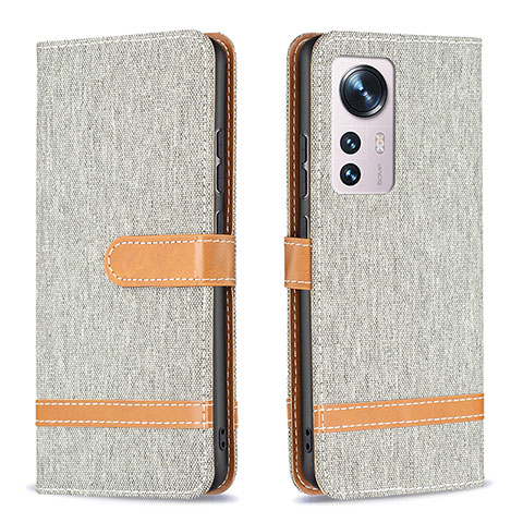 Coque Portefeuille Livre Cuir Etui Clapet B11F pour Xiaomi Mi 12S 5G Gris