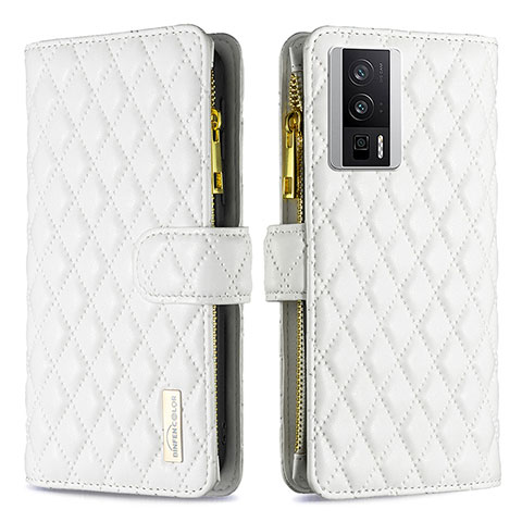 Coque Portefeuille Livre Cuir Etui Clapet B11F pour Xiaomi Poco F5 Pro 5G Blanc