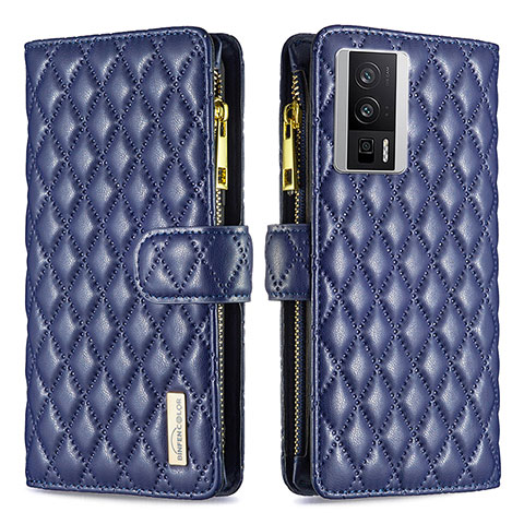 Coque Portefeuille Livre Cuir Etui Clapet B11F pour Xiaomi Poco F5 Pro 5G Bleu