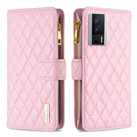 Coque Portefeuille Livre Cuir Etui Clapet B11F pour Xiaomi Poco F5 Pro 5G Or Rose