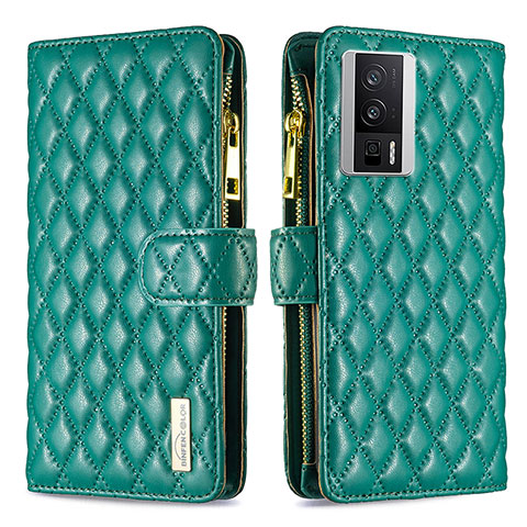 Coque Portefeuille Livre Cuir Etui Clapet B11F pour Xiaomi Poco F5 Pro 5G Vert