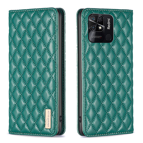 Coque Portefeuille Livre Cuir Etui Clapet B11F pour Xiaomi Redmi 10 India Vert