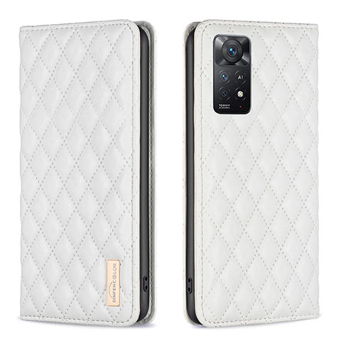 Coque Portefeuille Livre Cuir Etui Clapet B11F pour Xiaomi Redmi Note 11 Pro 4G Blanc