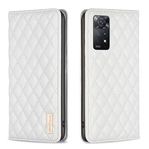 Coque Portefeuille Livre Cuir Etui Clapet B11F pour Xiaomi Redmi Note 11 Pro 5G Blanc