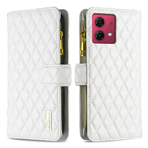 Coque Portefeuille Livre Cuir Etui Clapet B12F pour Motorola Moto G84 5G Blanc