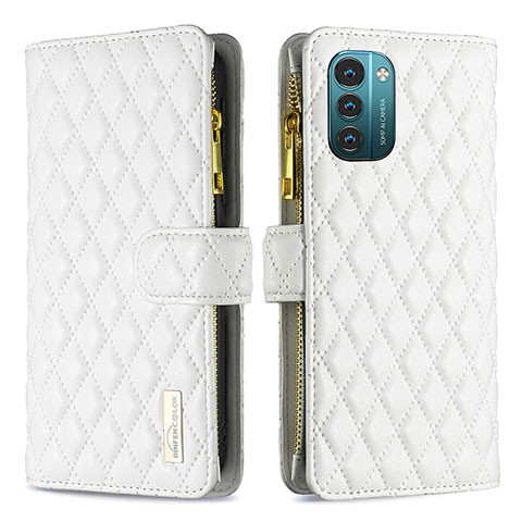 Coque Portefeuille Livre Cuir Etui Clapet B12F pour Nokia G21 Blanc