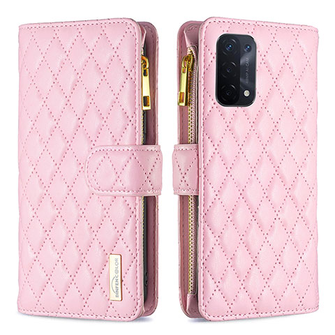 Coque Portefeuille Livre Cuir Etui Clapet B12F pour Oppo A54 5G Or Rose