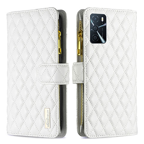 Coque Portefeuille Livre Cuir Etui Clapet B12F pour Oppo A54s Blanc