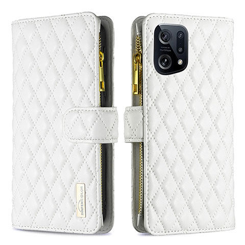 Coque Portefeuille Livre Cuir Etui Clapet B12F pour Oppo Find X5 5G Blanc