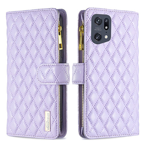 Coque Portefeuille Livre Cuir Etui Clapet B12F pour Oppo Find X5 Pro 5G Violet