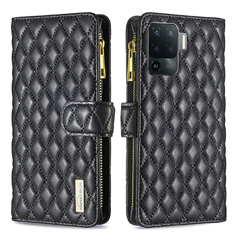 Coque Portefeuille Livre Cuir Etui Clapet B12F pour Oppo Reno5 F Noir