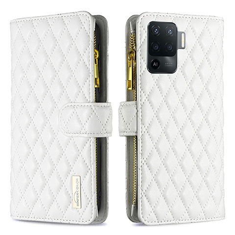 Coque Portefeuille Livre Cuir Etui Clapet B12F pour Oppo Reno5 Lite Blanc