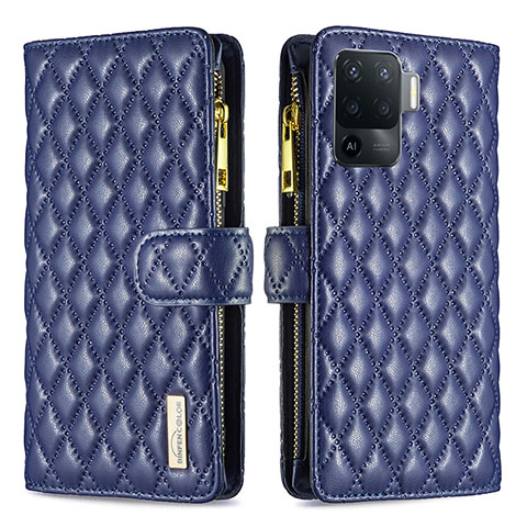 Coque Portefeuille Livre Cuir Etui Clapet B12F pour Oppo Reno5 Lite Bleu