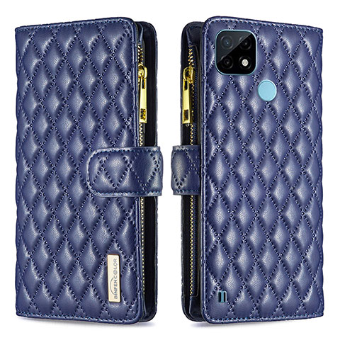 Coque Portefeuille Livre Cuir Etui Clapet B12F pour Realme C21 Bleu