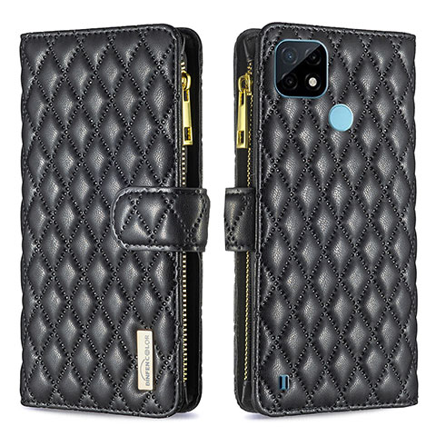 Coque Portefeuille Livre Cuir Etui Clapet B12F pour Realme C21 Noir