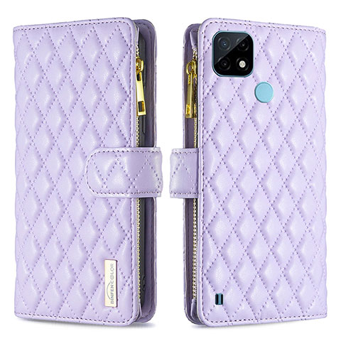 Coque Portefeuille Livre Cuir Etui Clapet B12F pour Realme C21 Violet