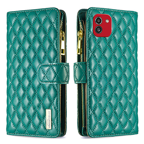 Coque Portefeuille Livre Cuir Etui Clapet B12F pour Samsung Galaxy A03 Vert