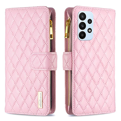 Coque Portefeuille Livre Cuir Etui Clapet B12F pour Samsung Galaxy A23 4G Or Rose