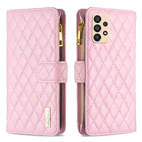 Coque Portefeuille Livre Cuir Etui Clapet B12F pour Samsung Galaxy A33 5G Or Rose