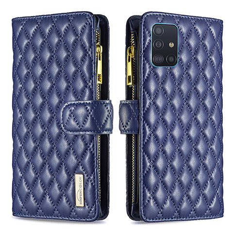 Coque Portefeuille Livre Cuir Etui Clapet B12F pour Samsung Galaxy A51 4G Bleu