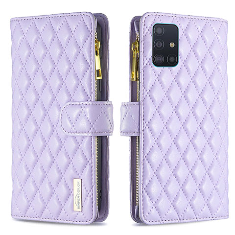 Coque Portefeuille Livre Cuir Etui Clapet B12F pour Samsung Galaxy A51 4G Violet