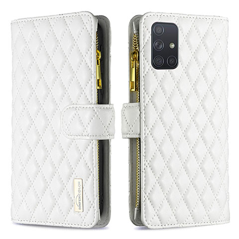 Coque Portefeuille Livre Cuir Etui Clapet B12F pour Samsung Galaxy A71 4G A715 Blanc