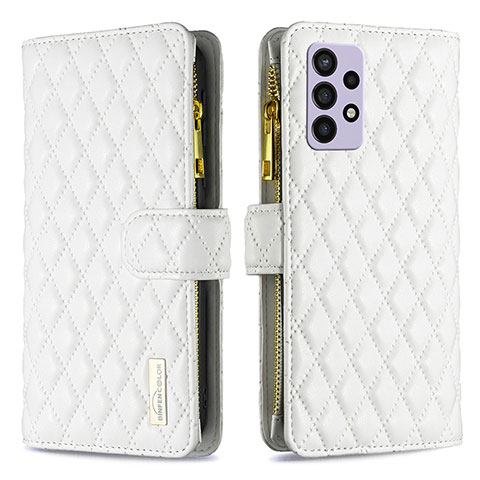 Coque Portefeuille Livre Cuir Etui Clapet B12F pour Samsung Galaxy A72 5G Blanc