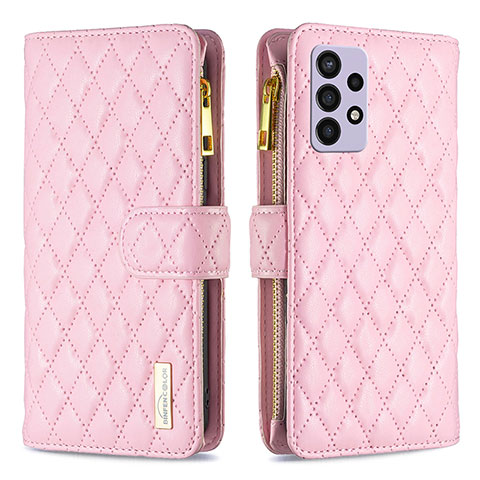 Coque Portefeuille Livre Cuir Etui Clapet B12F pour Samsung Galaxy A72 5G Or Rose