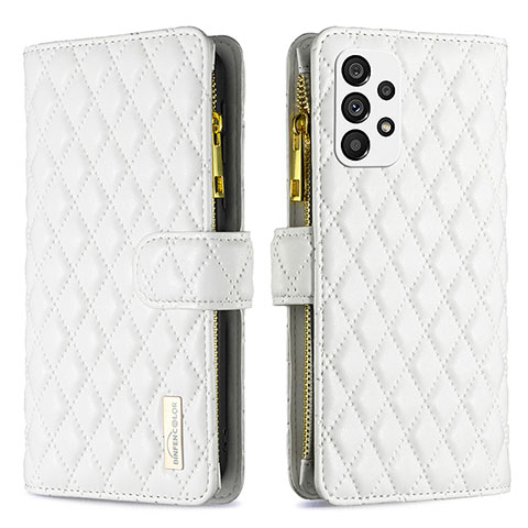 Coque Portefeuille Livre Cuir Etui Clapet B12F pour Samsung Galaxy A73 5G Blanc