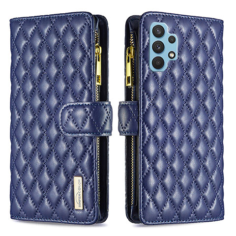 Coque Portefeuille Livre Cuir Etui Clapet B12F pour Samsung Galaxy M32 5G Bleu