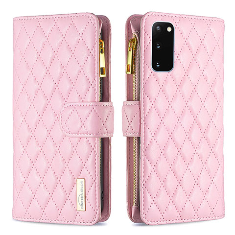 Coque Portefeuille Livre Cuir Etui Clapet B12F pour Samsung Galaxy S20 5G Or Rose