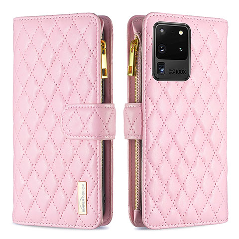 Coque Portefeuille Livre Cuir Etui Clapet B12F pour Samsung Galaxy S20 Ultra 5G Or Rose