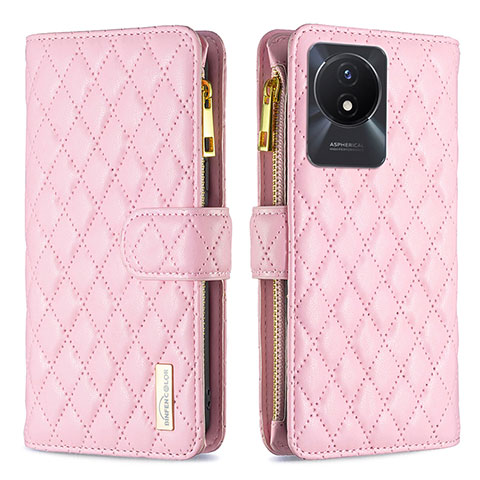 Coque Portefeuille Livre Cuir Etui Clapet B12F pour Vivo Y02 Or Rose